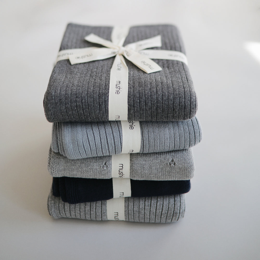 Baby Strickdecke Ribbed Blanket | Smoke