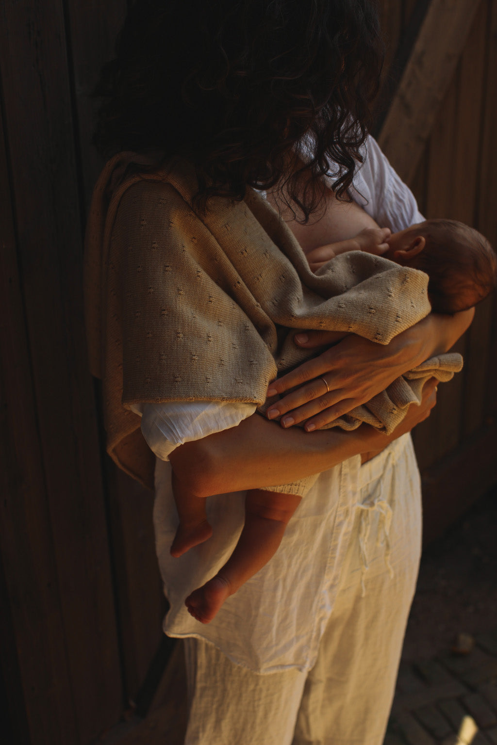 Merinowolle Strickdecke ‚Bibi Sand‘