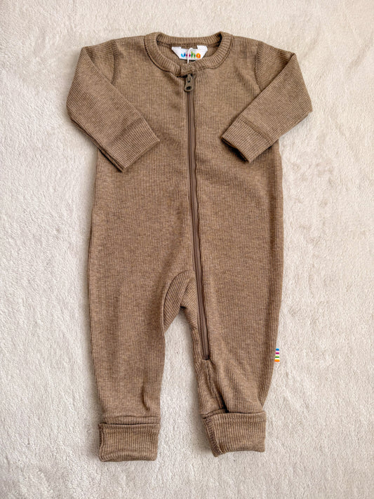 Bio-Baumwolle kbA Strampler | Dunkelbeige