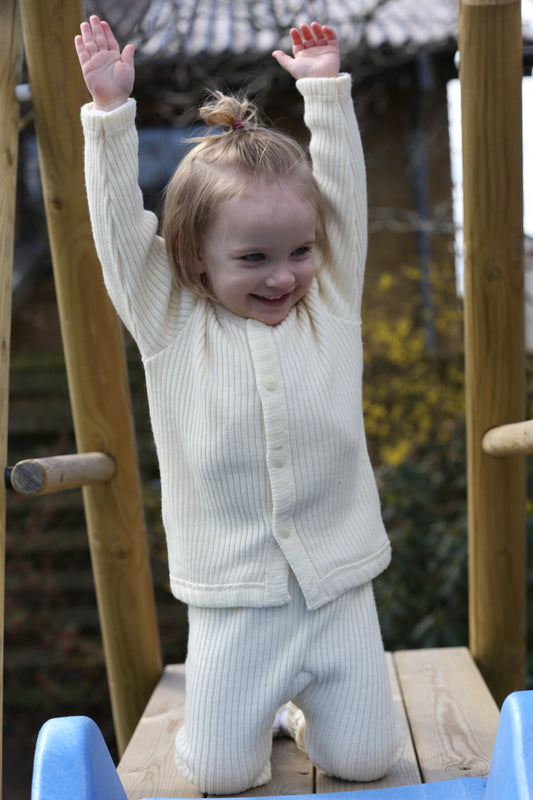 Merinowolle Ripp Cardigan | Natur