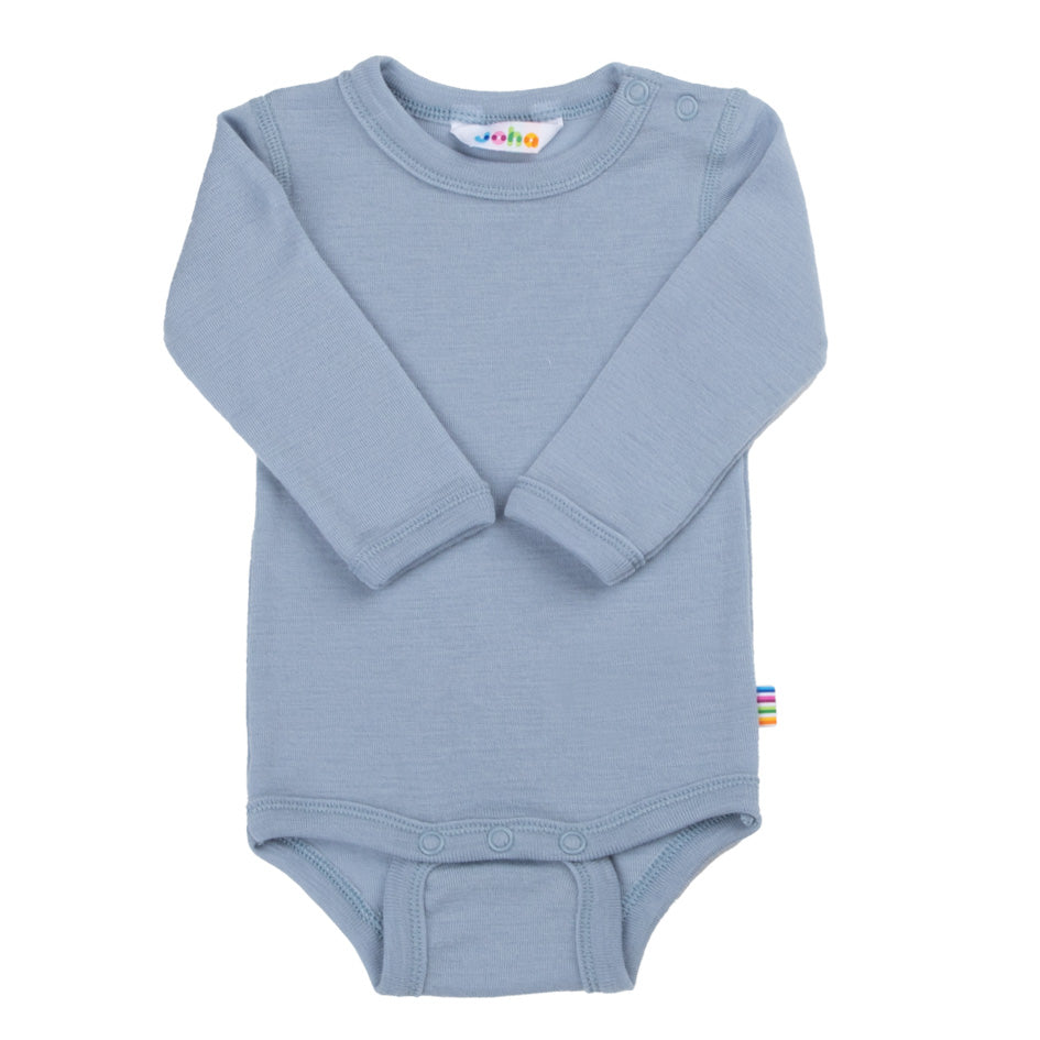Merinowolle Bodysuit Langarm | Hellblau