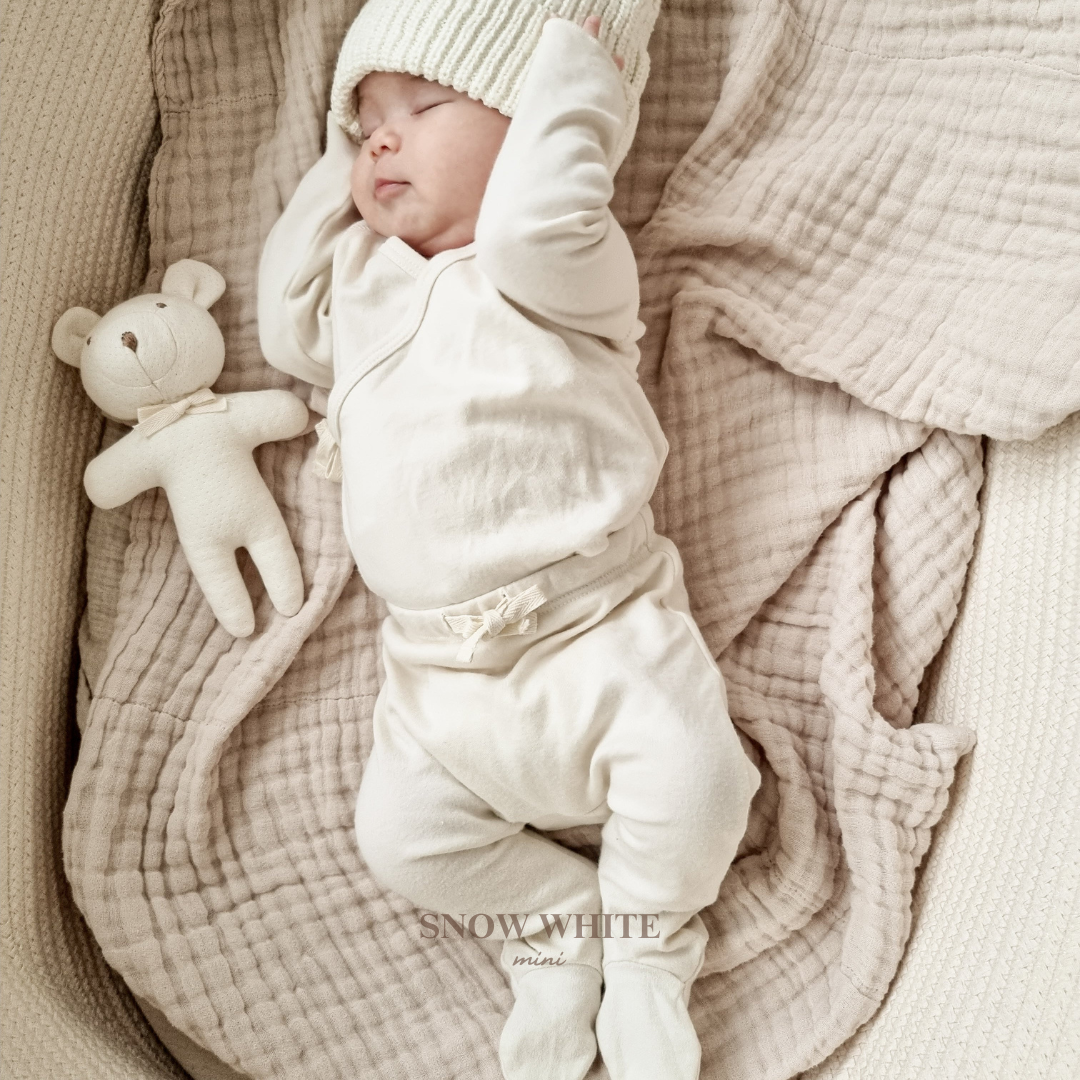 Organic Wrap Top + Pants Set | Ivory