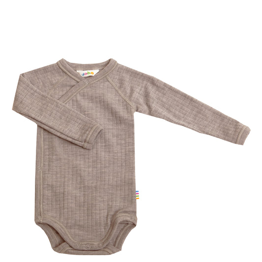 Merinowolle Wickel-Bodysuit | Sesame Melange