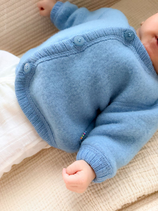 Soft Merinowolle Fleece Jacke | Blau