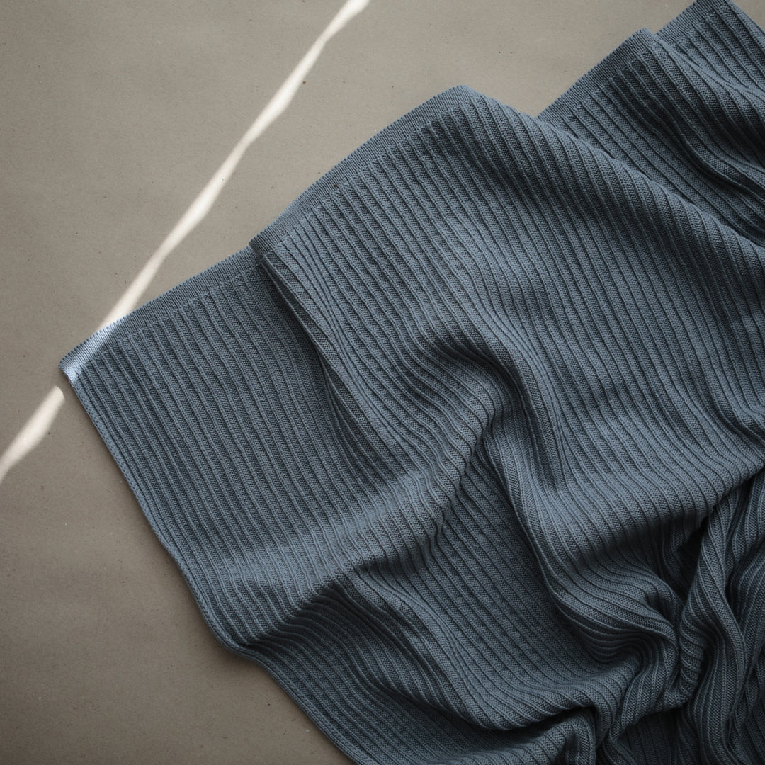 Baby Strickdecke Ribbed Blanket | Smoke