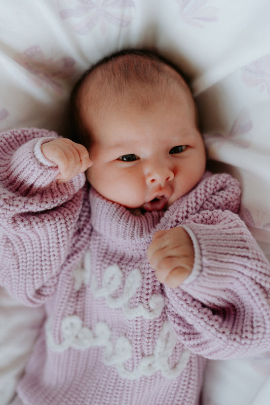 'Hello World'| Chunky Knit Pullover | Lilac