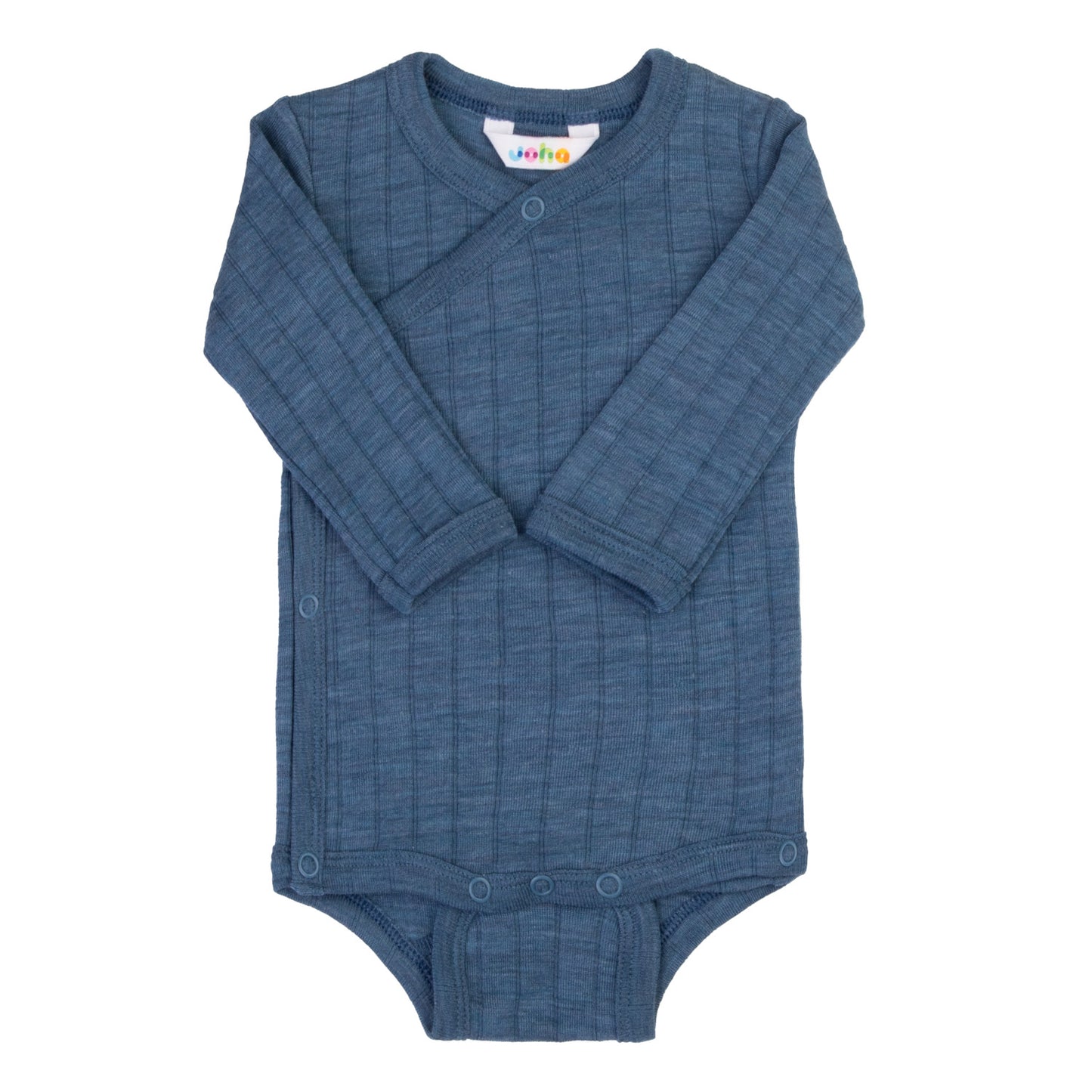 Merinowolle Seide Wickel-Bodysuit | Blau Meliert