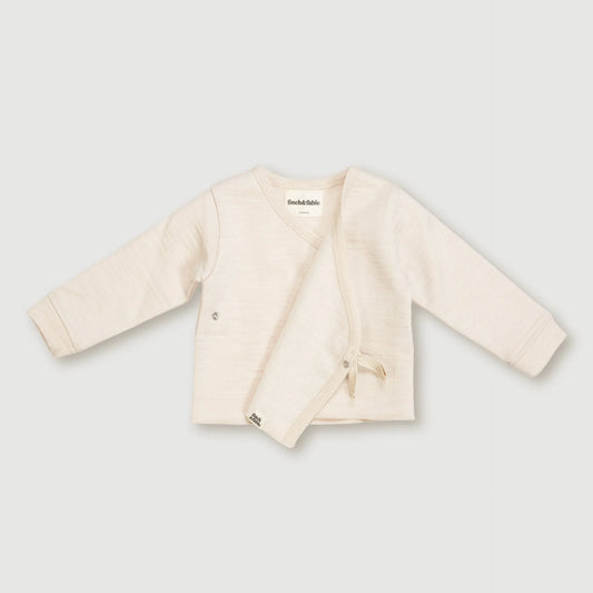 Merinowool Fleece Wickelcardigan | Oat