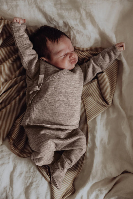 Merinowool Fleece Footed Pants - Sand