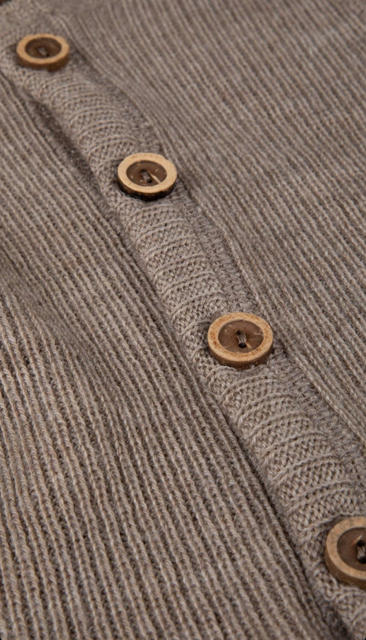 Merinowolle Ripp-Strampler | Beige Meliert