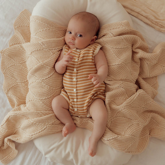 Bubble Knit Romper | Golden Stripes