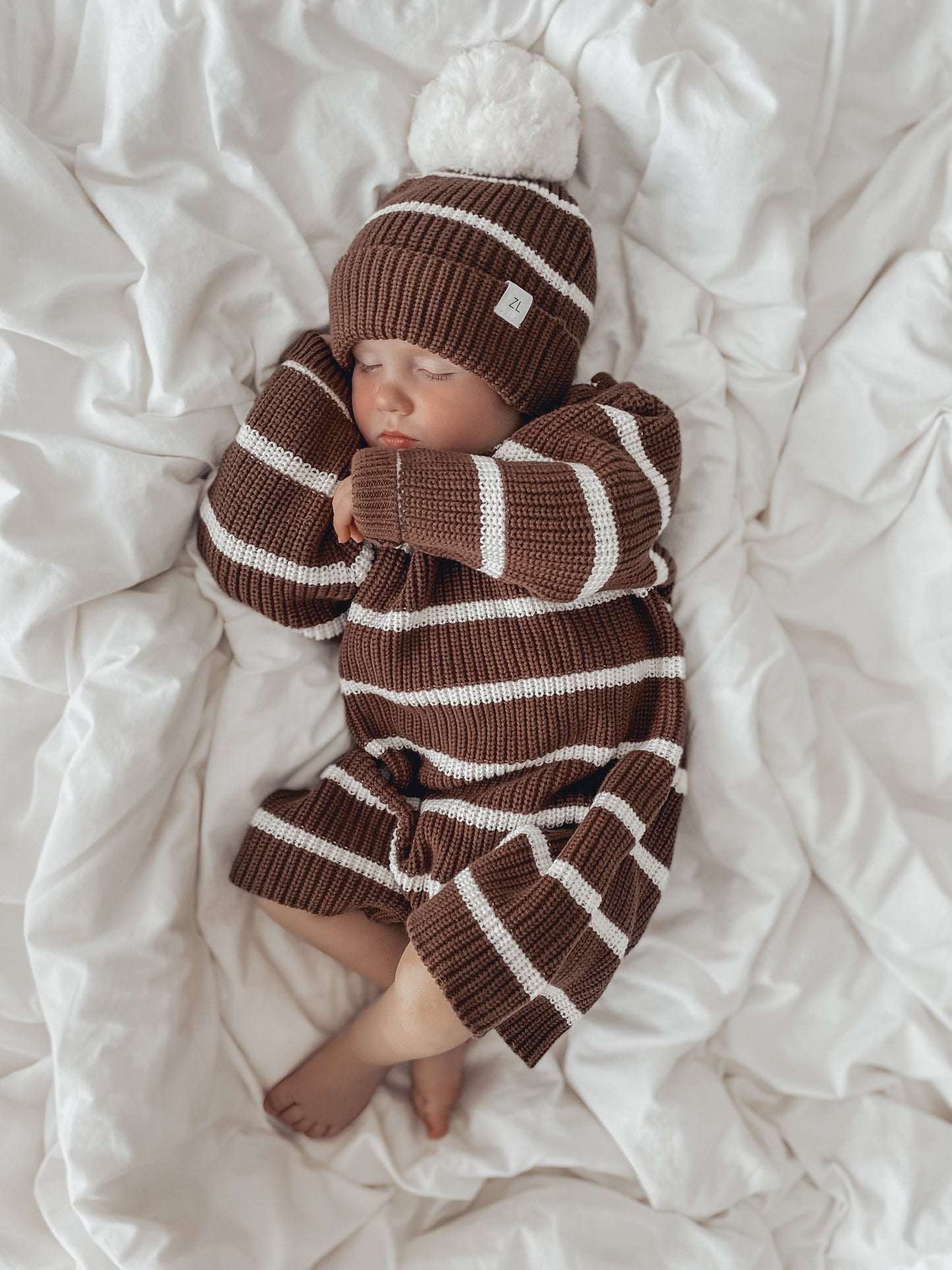 Long Sleeve Playsuit | 'Chocolate Stripe'