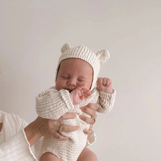 KNIT BONNET BEAR | Honey