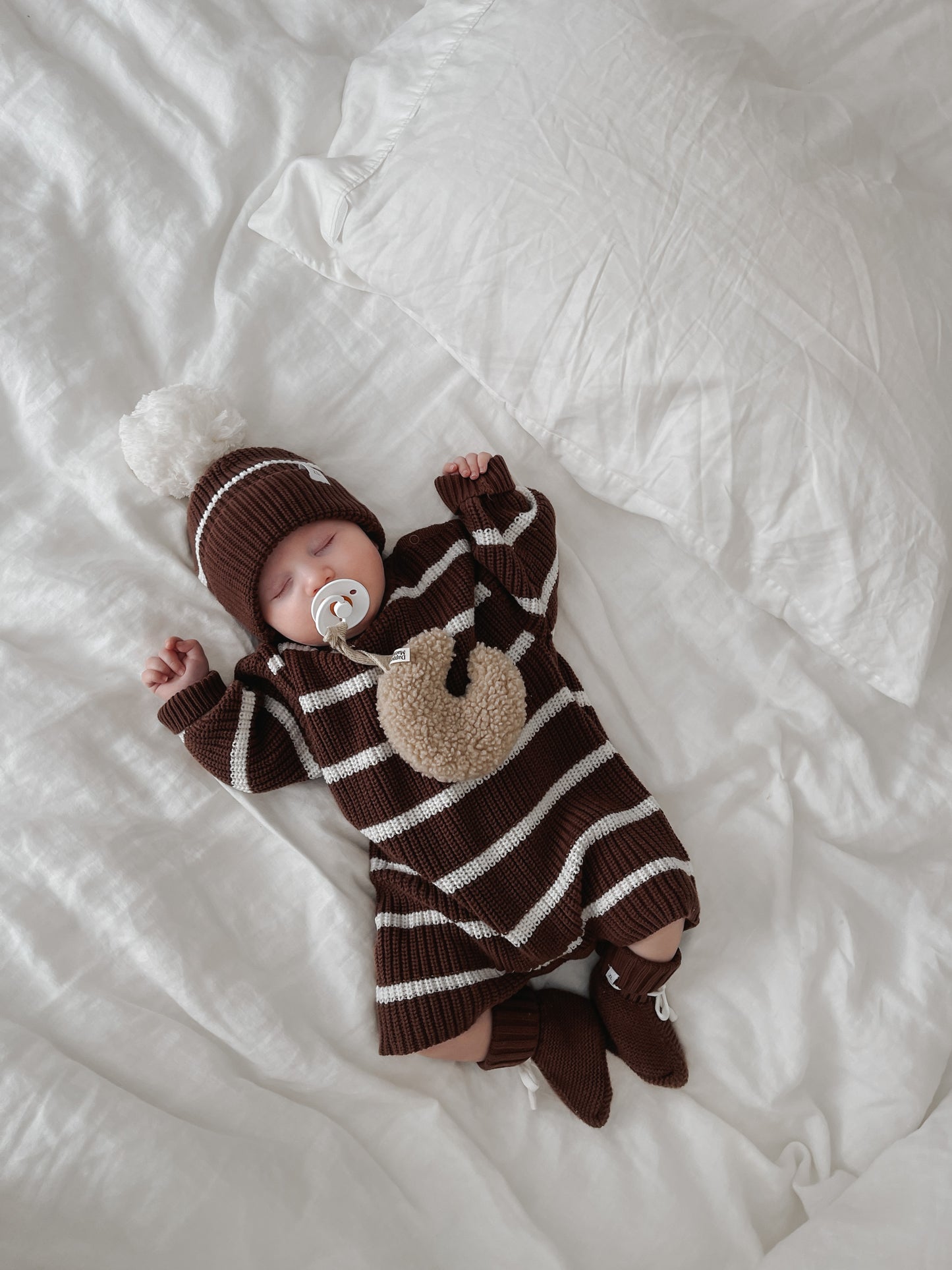 Long Sleeve Playsuit | 'Chocolate Stripe'