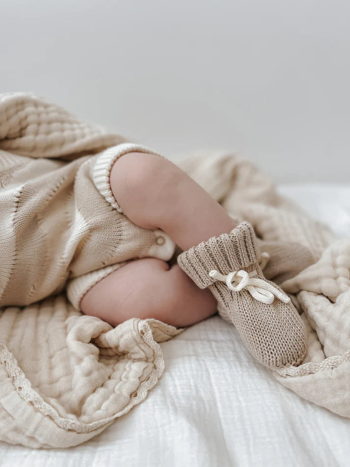 Knitted Booties | Oat~Natural White