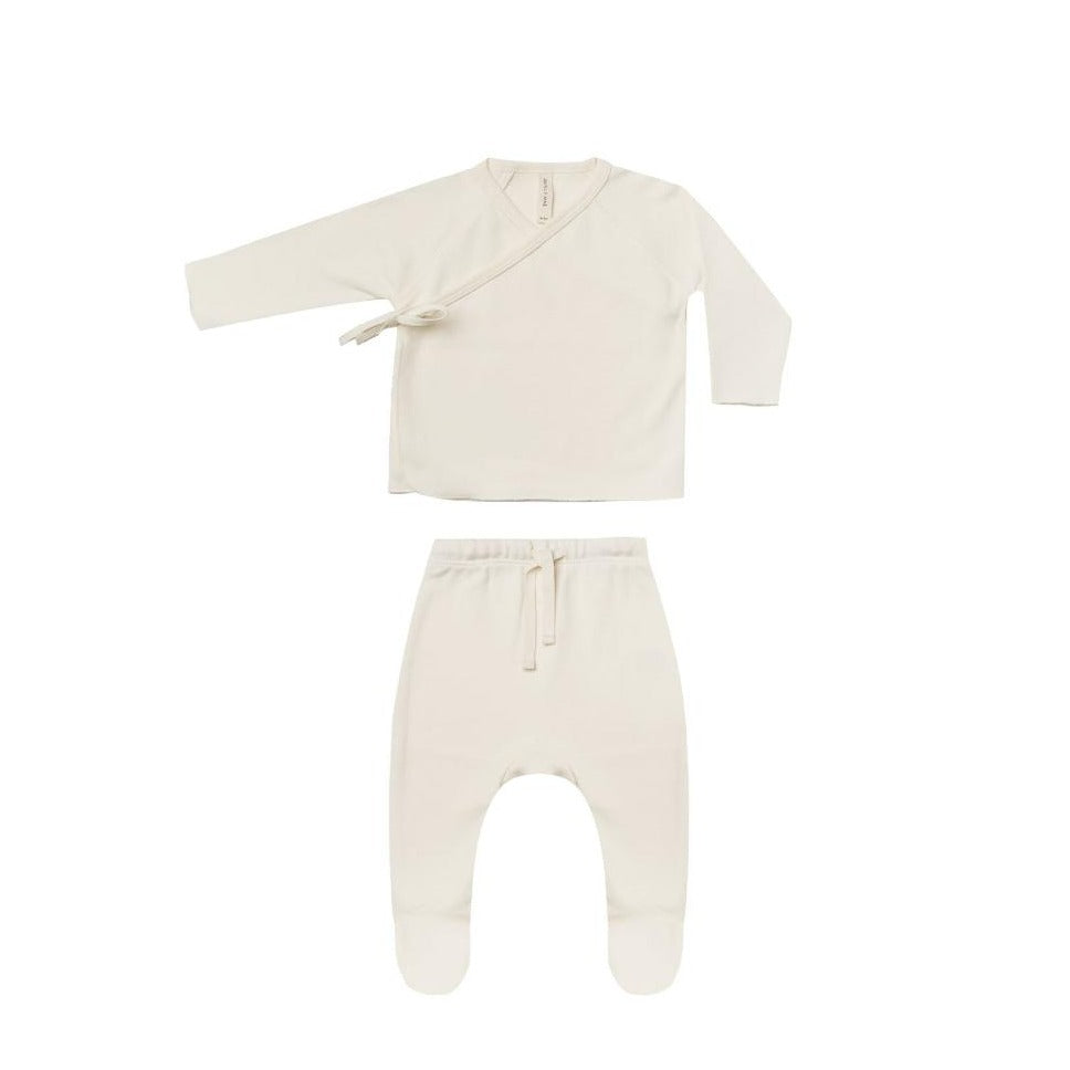 Organic Wrap Top + Pants Set | Ivory