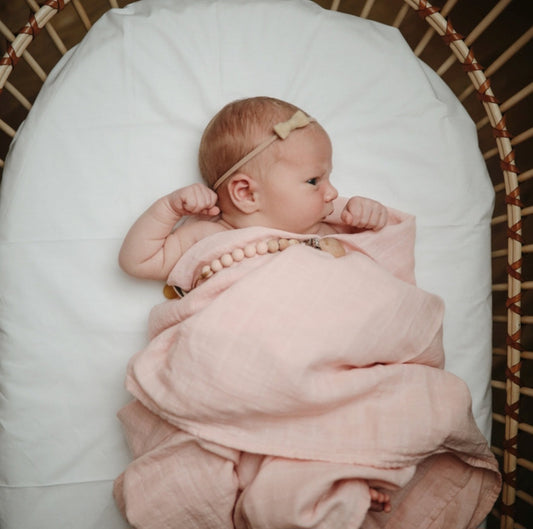 Organic Muslin Swaddle Blanket 'Rose Vanilla'