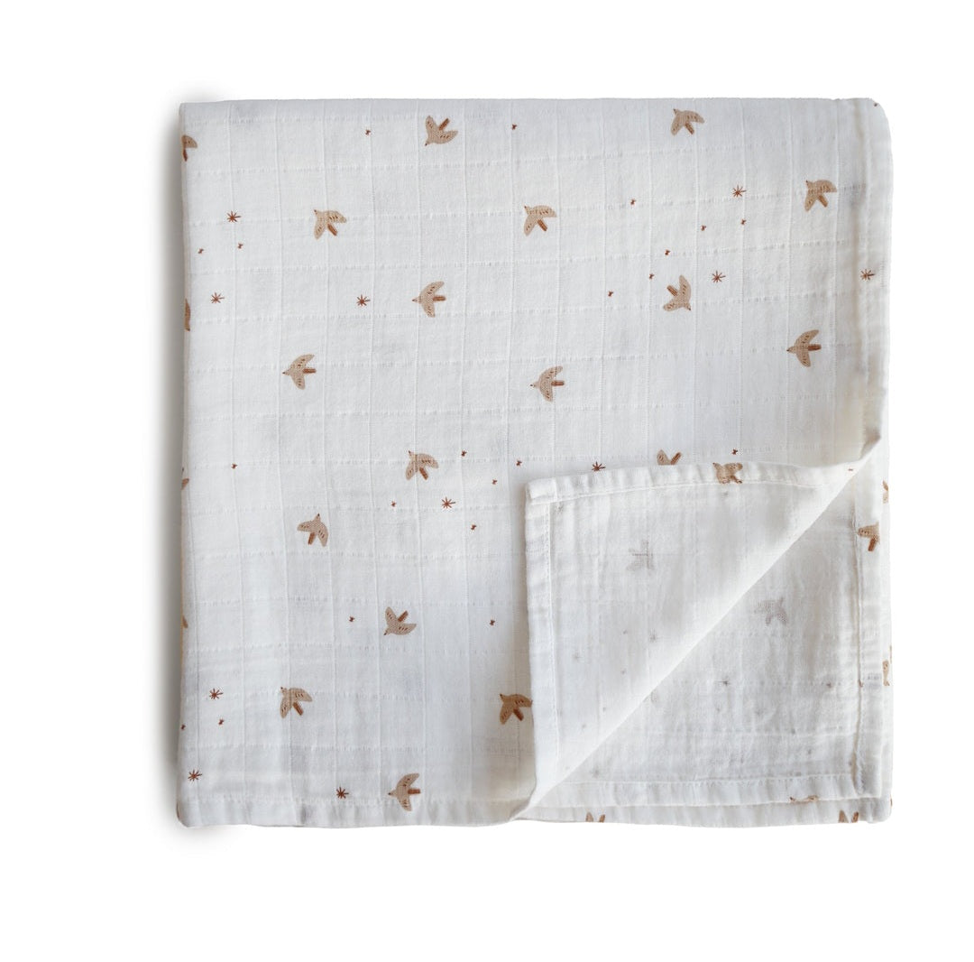 Organic Muslin Swaddle Blanket 'Sparrow'