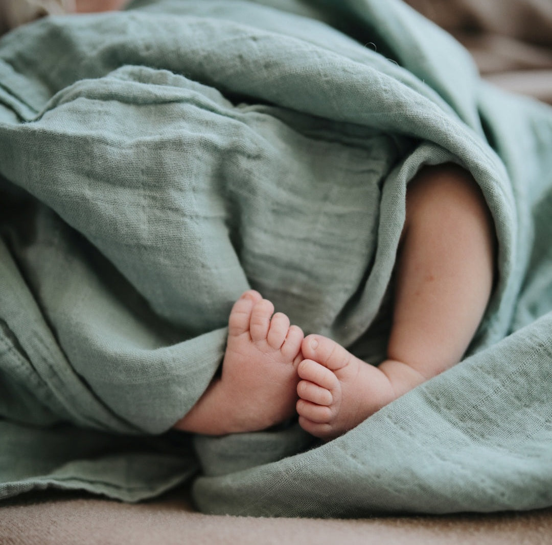 Organic Muslin Swaddle 'Roman Green'