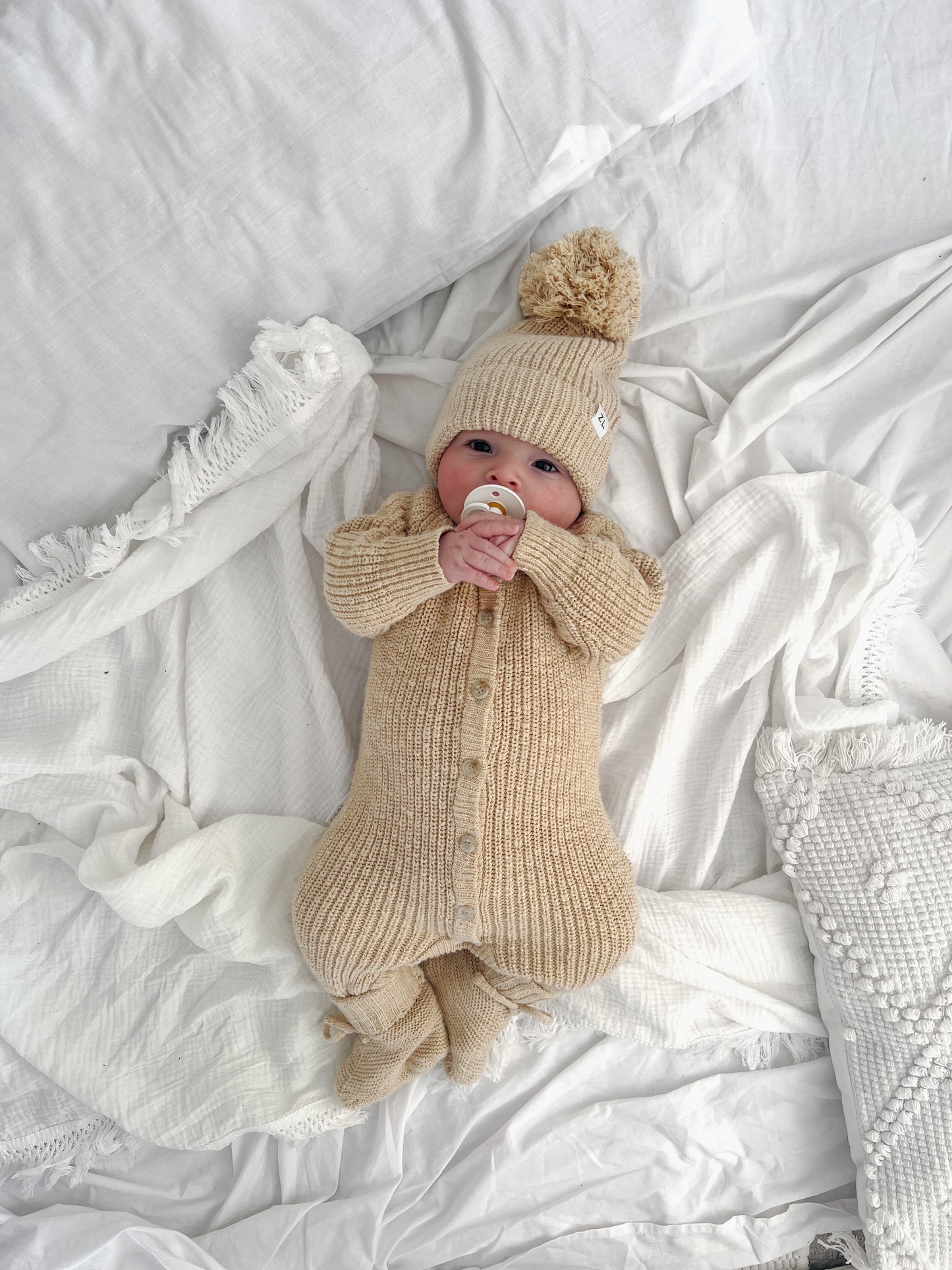 Classic Knit Romper | Wheat