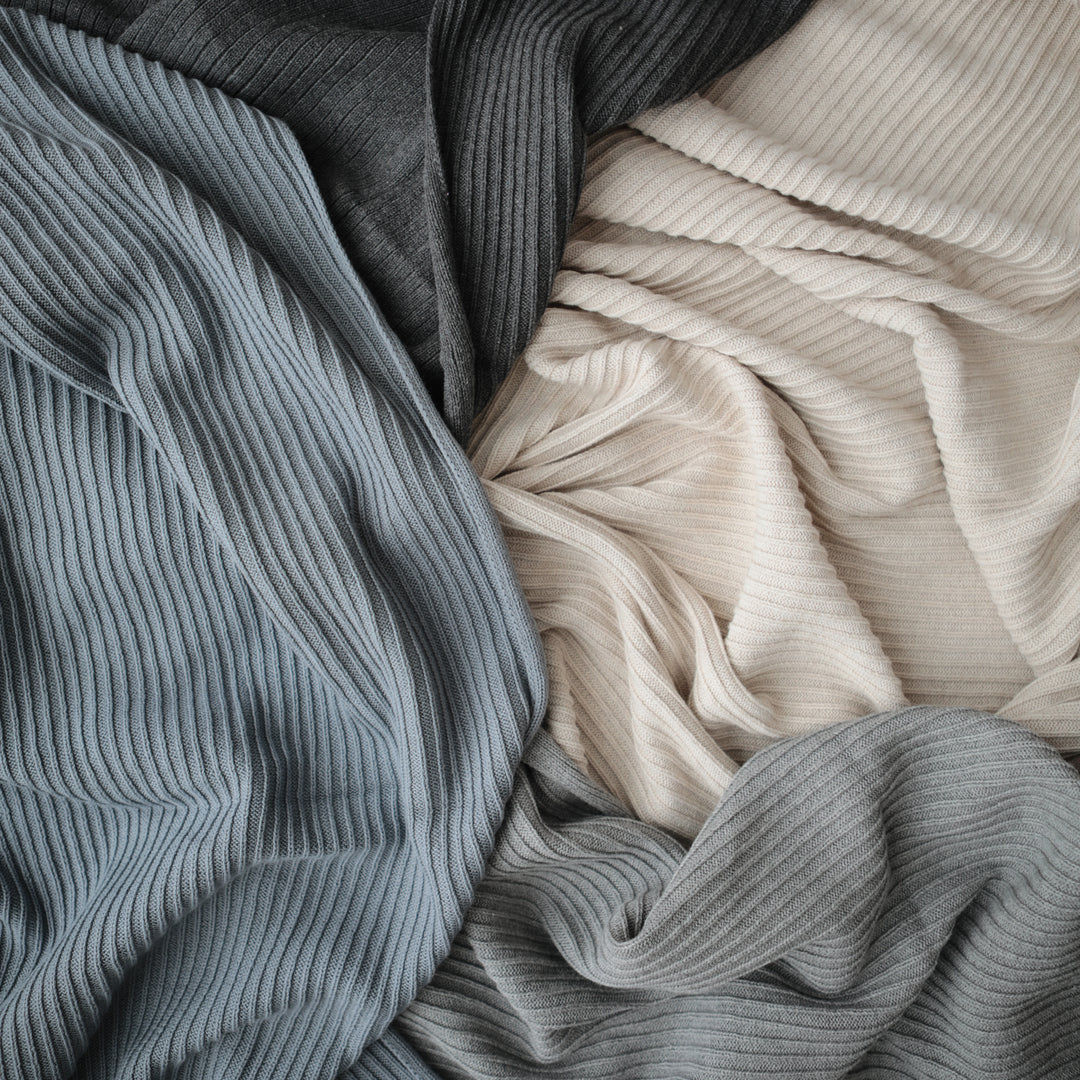 Baby Strickdecke Ribbed Blanket | Smoke