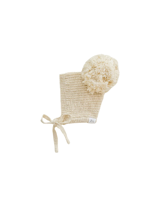 Knit Bonnet | Pom Pom | Oat