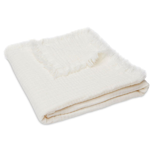 Muslin Blanket Fringe 75x100cm | Ivory