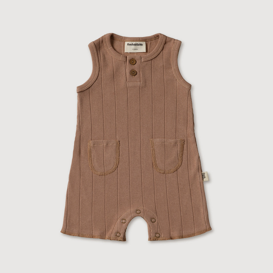 Organic Rib Baby Romper | Bronze
