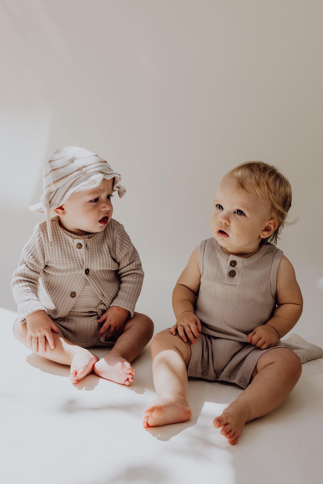 Organic Rib Baby Romper | Stone
