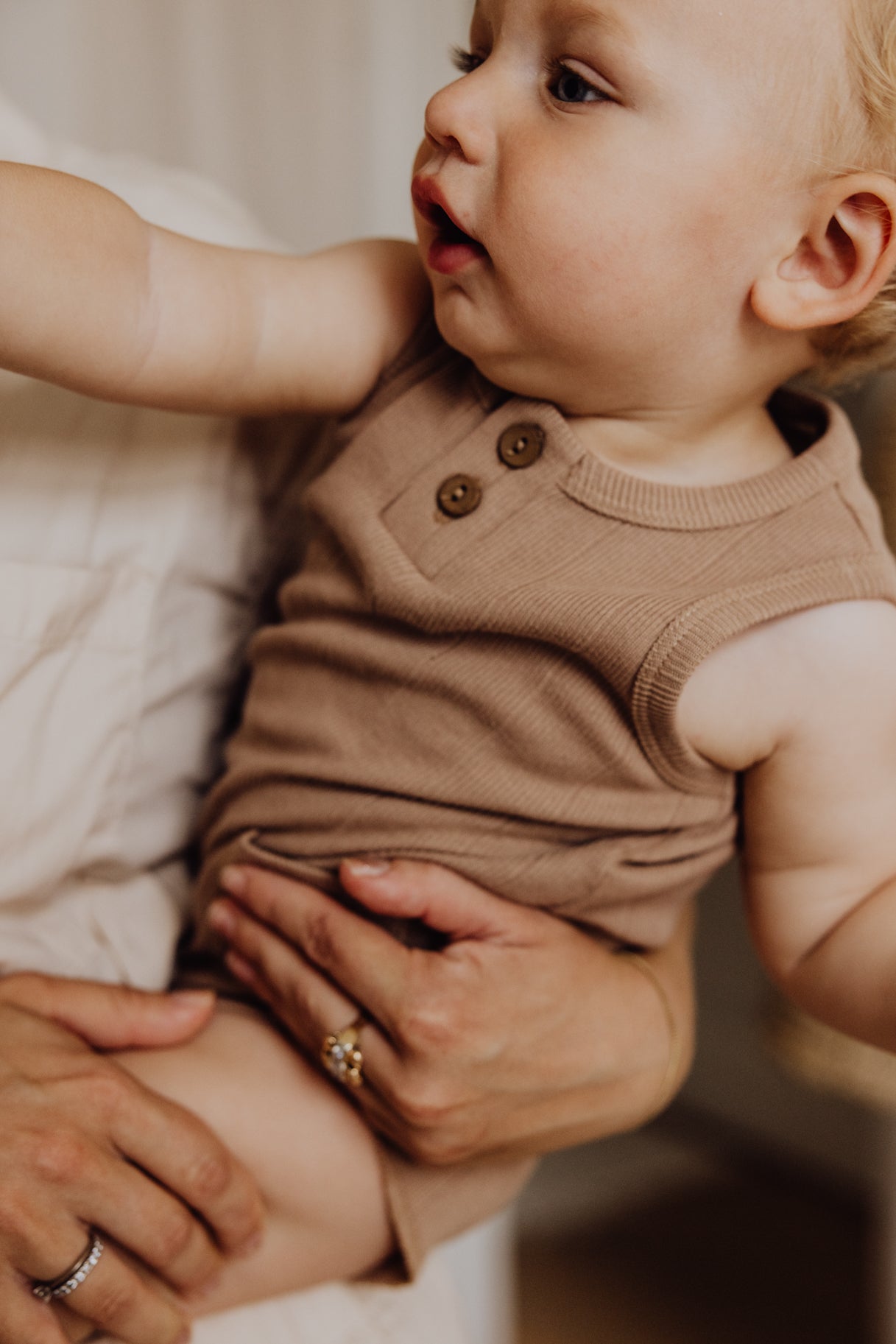 Organic Rib Baby Romper | Bronze