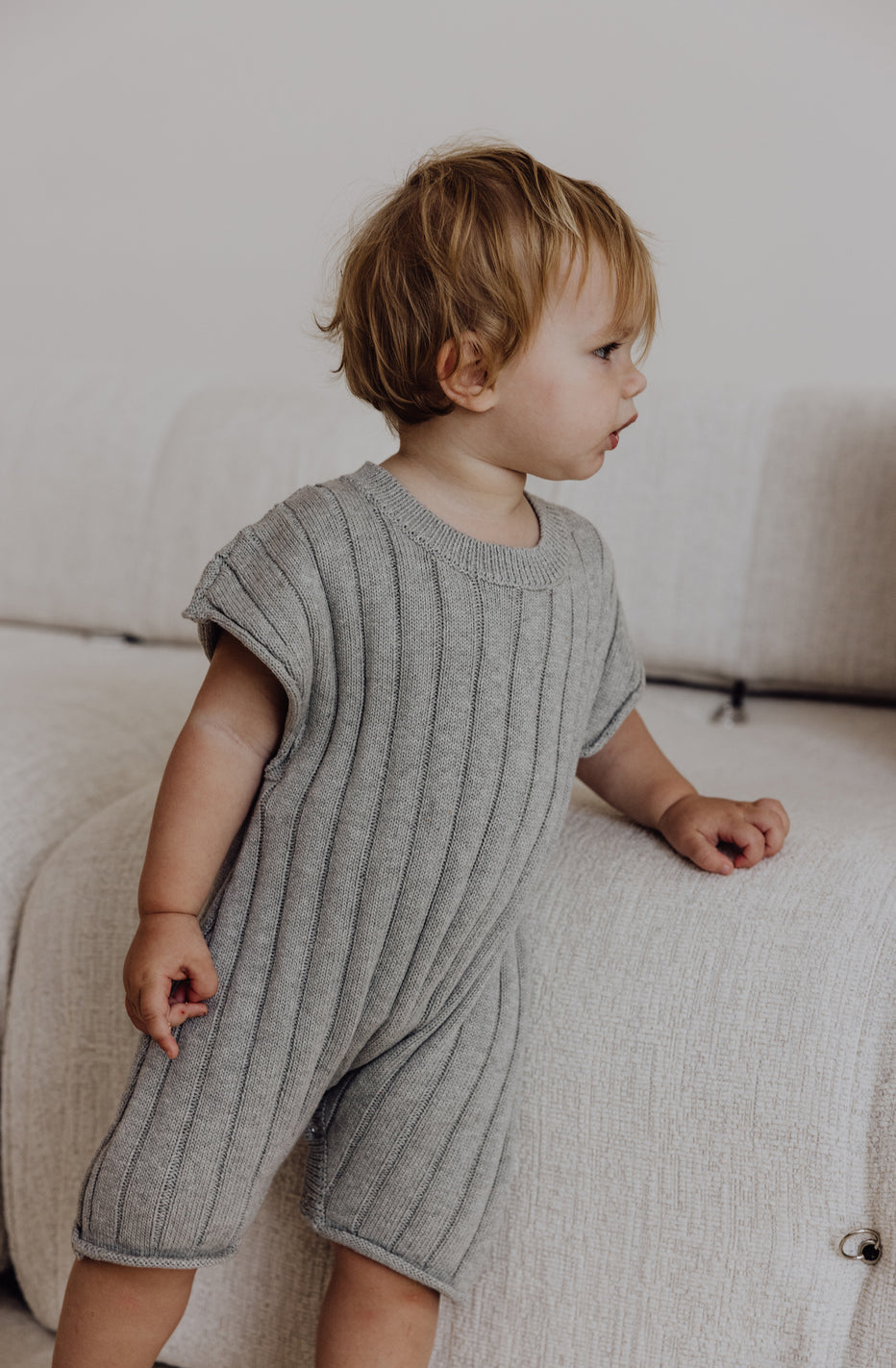 Organic Knit Playsuit | Gray Melange