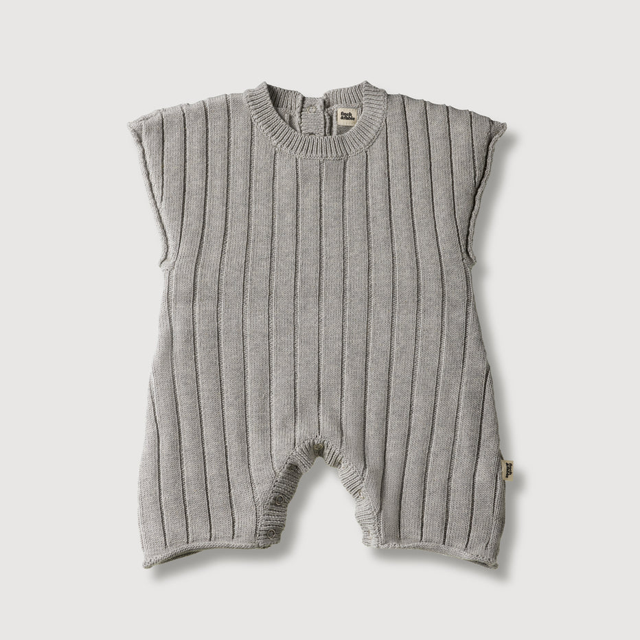 Organic Knit Playsuit | Gray Melange