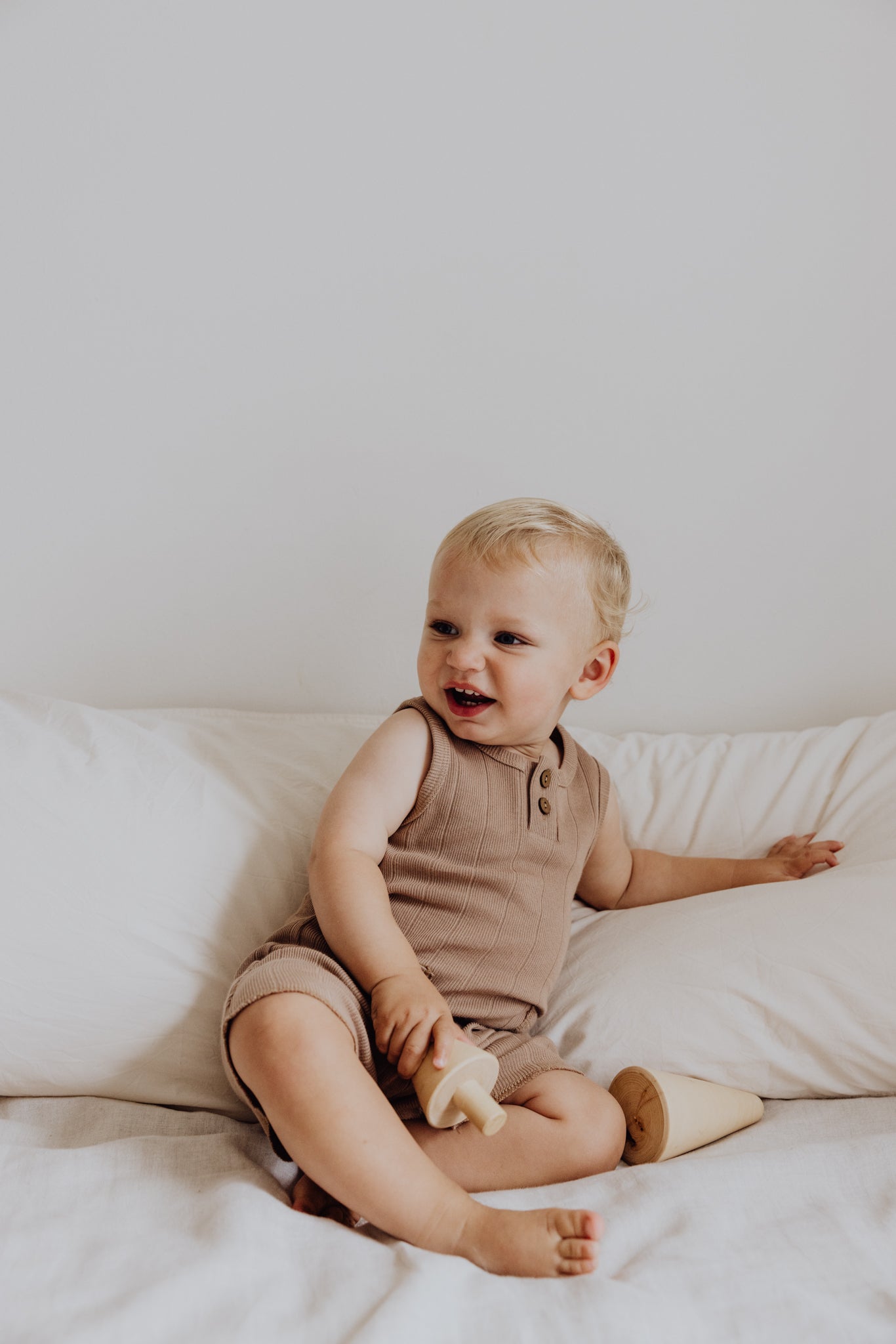 Organic Rib Baby Romper | Bronze