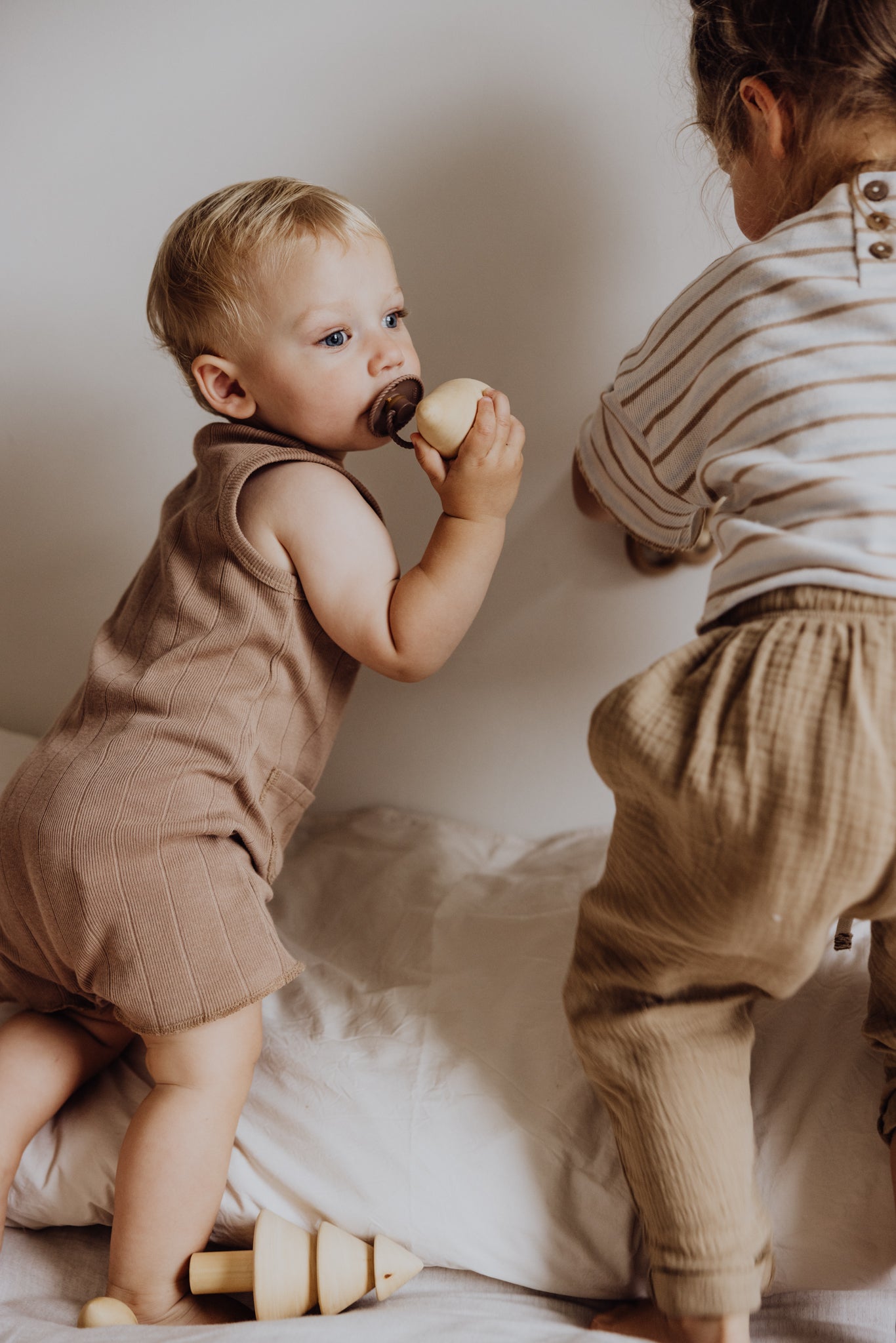 Organic Rib Baby Romper | Bronze