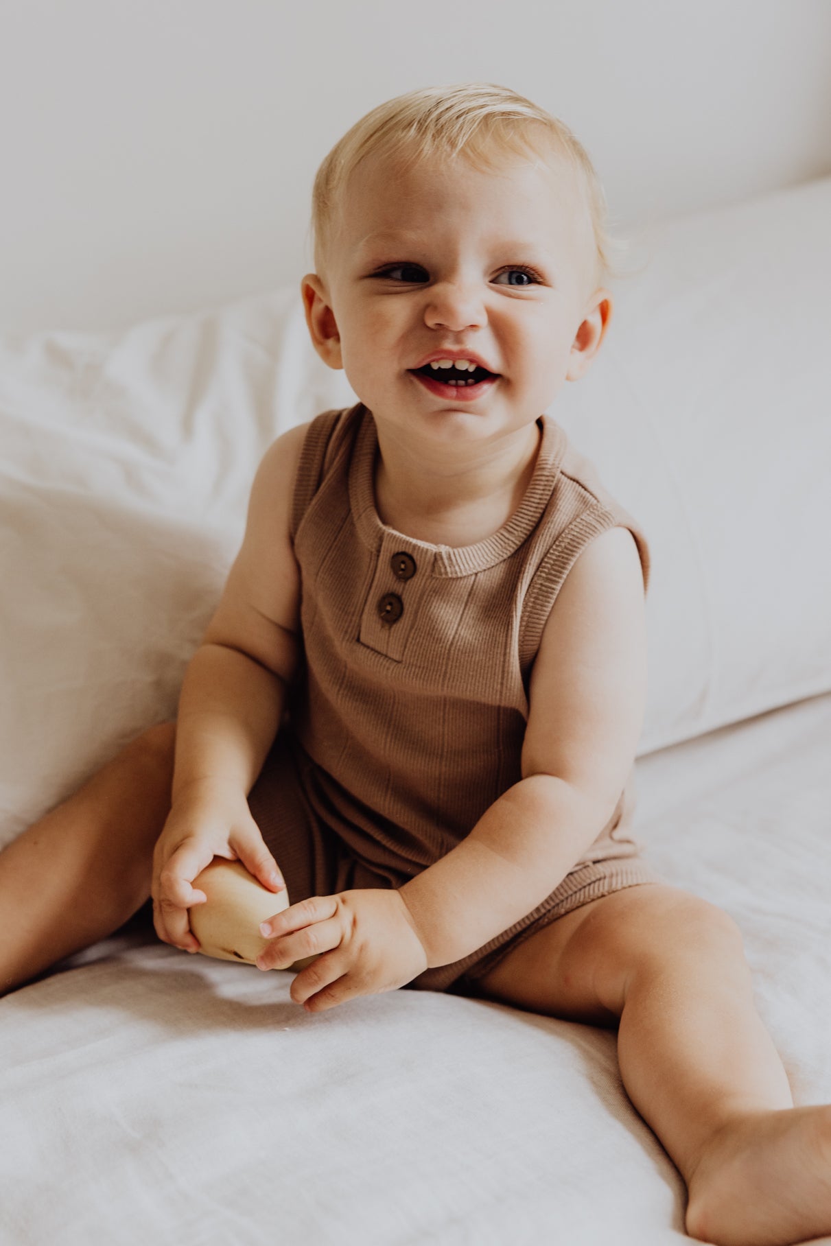 Organic Rib Baby Romper | Bronze