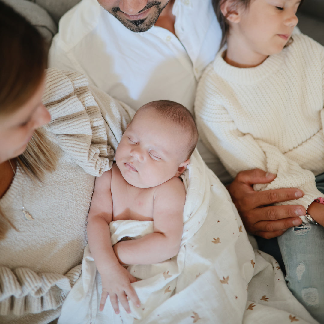 Organic Muslin Swaddle Blanket 'Sparrow'