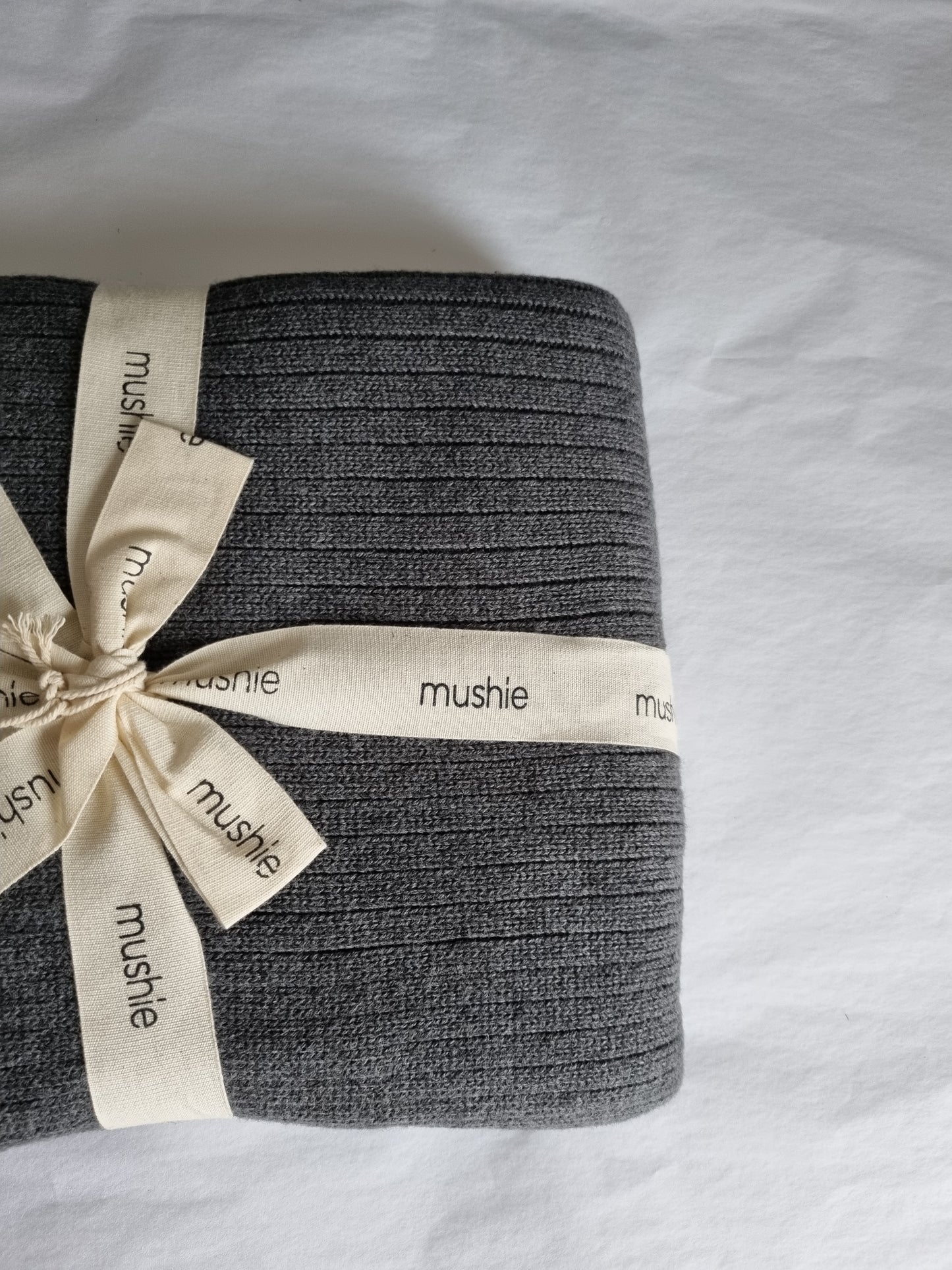 Baby Strickdecke Ribbed Gray Melange