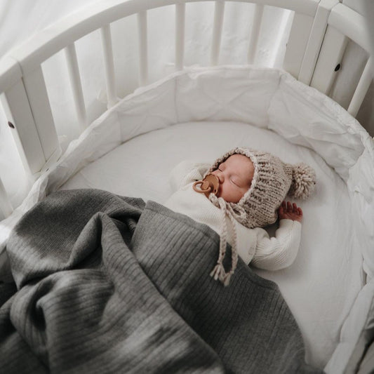 Baby Strickdecke Ribbed Gray Melange