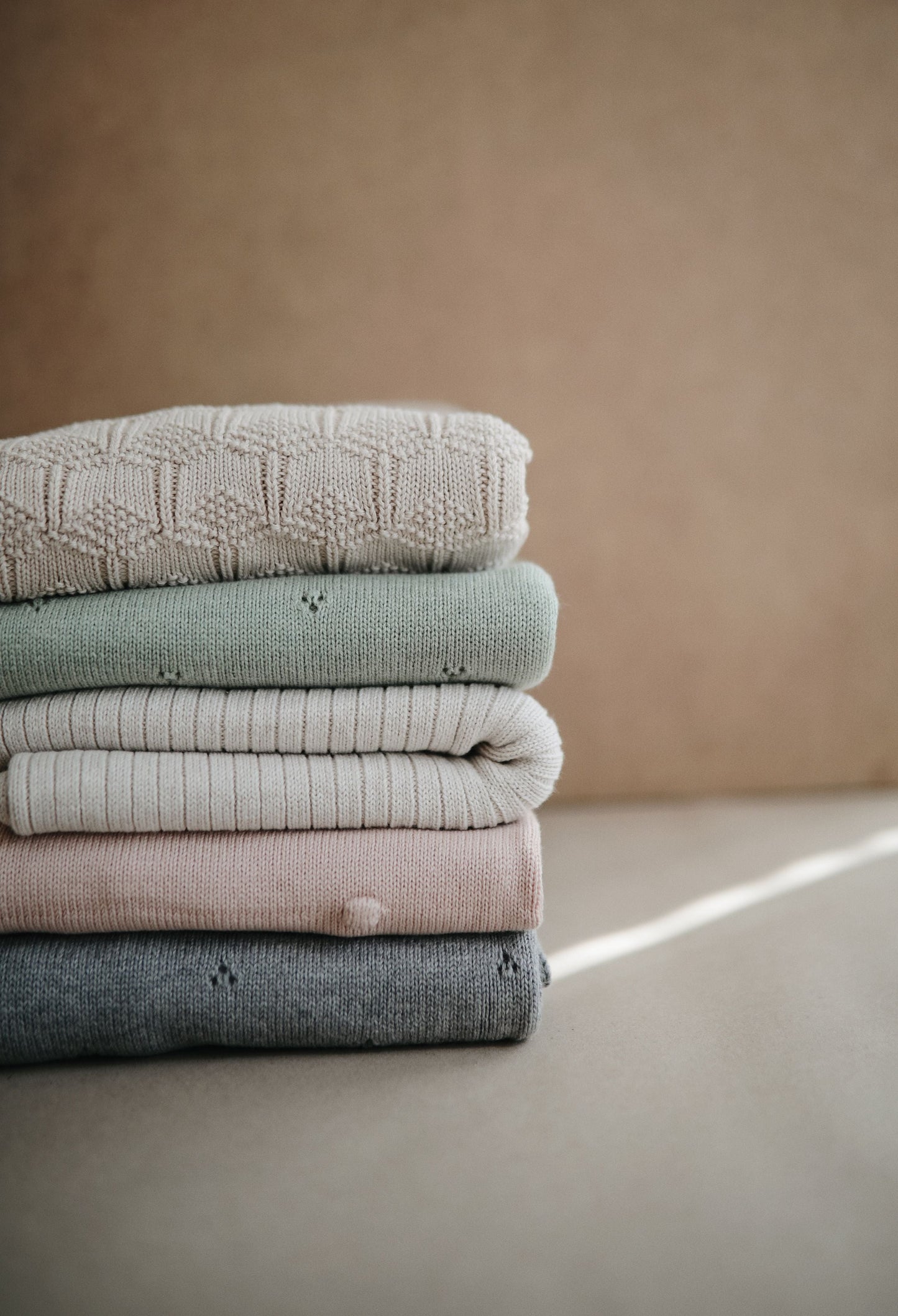 Knitted Baby Blanket Honeycomb Beige