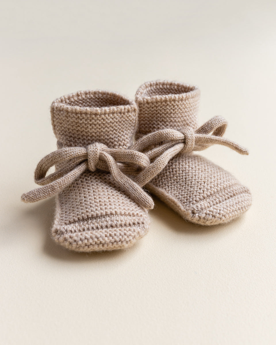 Knitted shoes 'Booties Sand' Merinowool