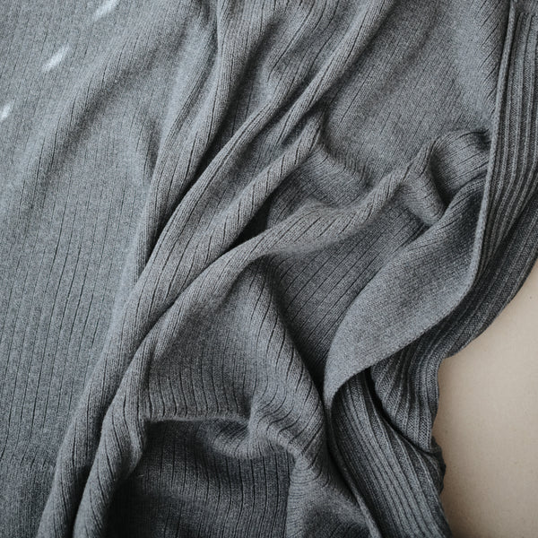 Baby Strickdecke Ribbed Gray Melange