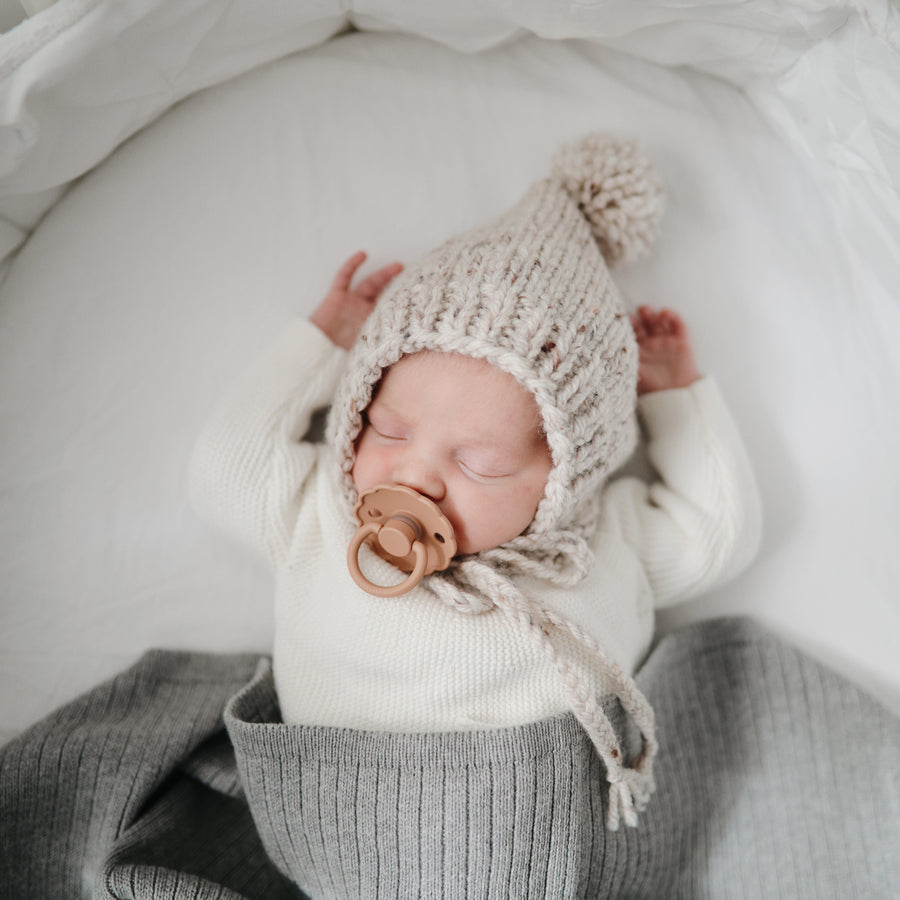 Baby Strickdecke Ribbed Gray Melange