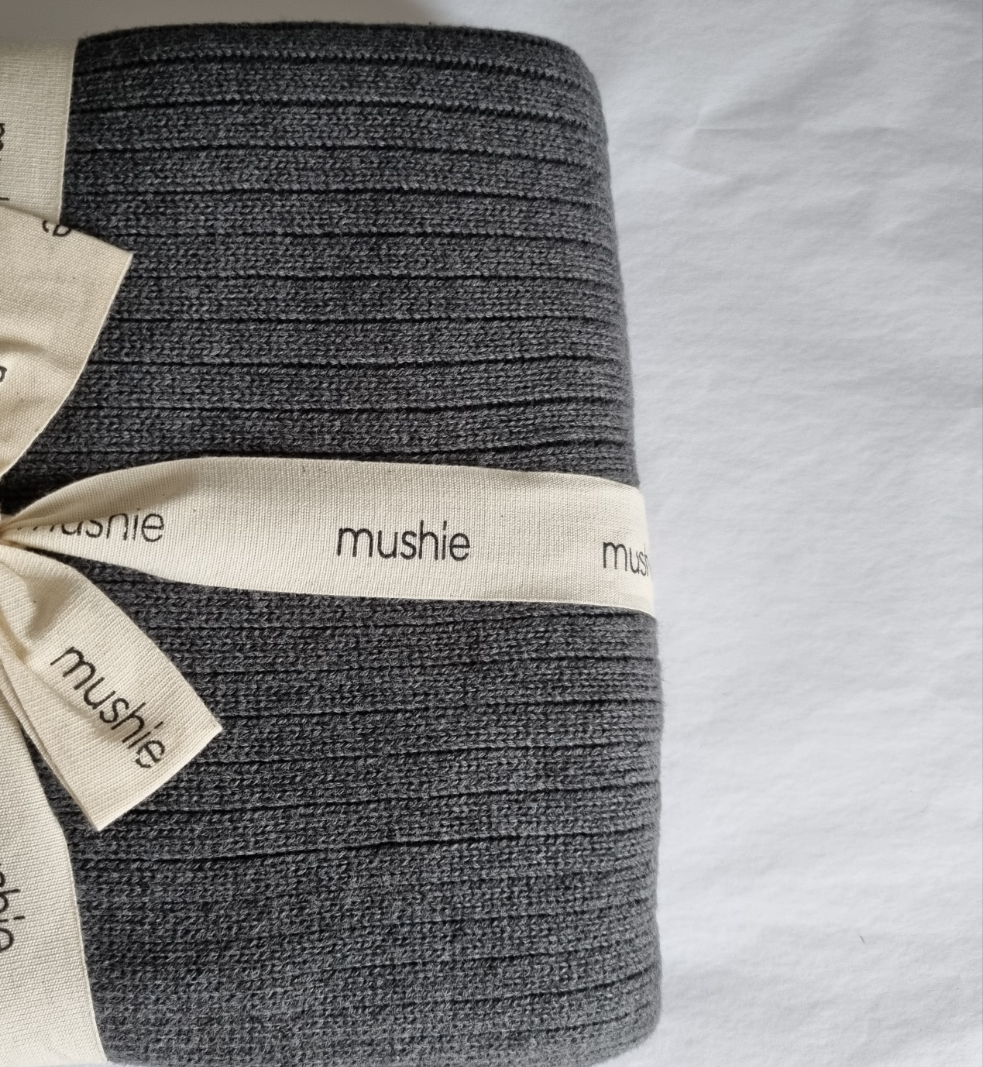 Baby Strickdecke Ribbed Gray Melange