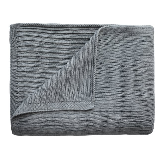 Baby Strickdecke Ribbed Gray Melange