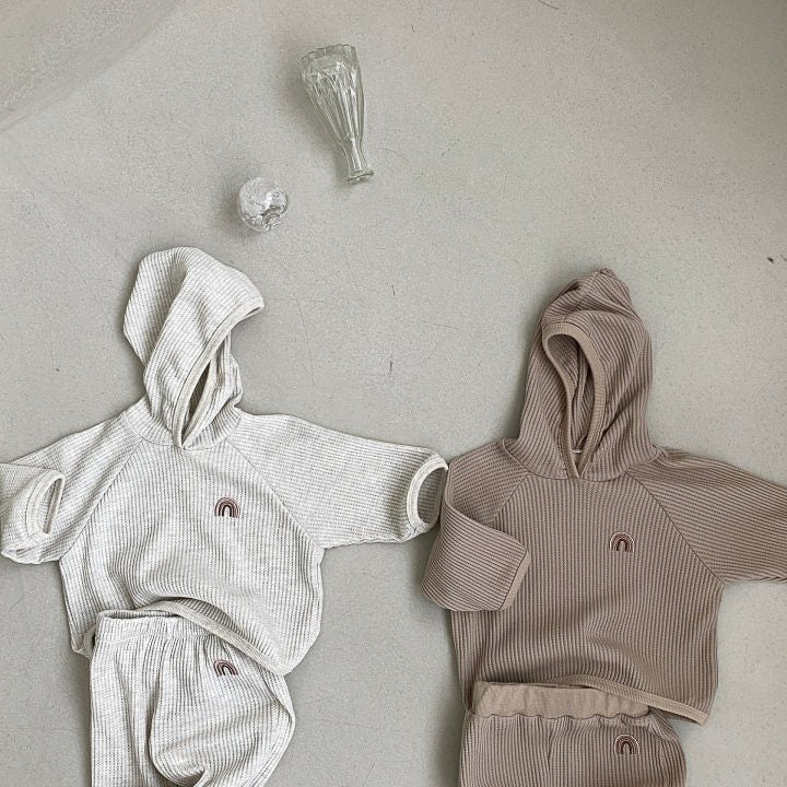 Waffle Hoodie | Rainbow Embroidery (3m-5y)