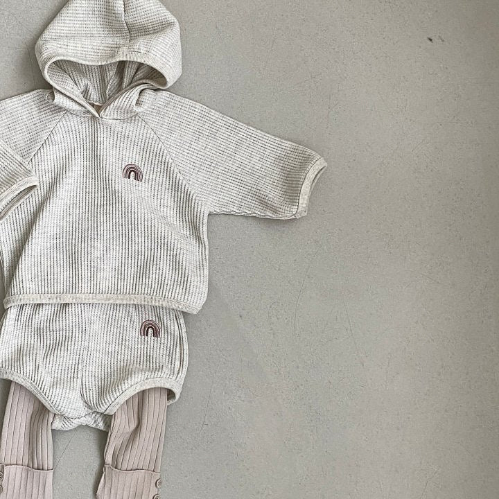 Waffle Hoodie | Rainbow Embroidery (3m-5y)