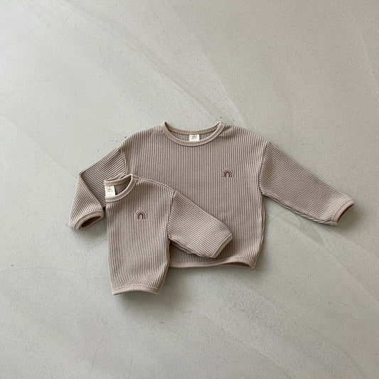 Waffle Shirt | Rainbow Embroidery (3m-5y)