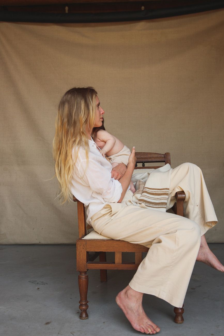 Merinowool Blanket 'Gilbert' | Off-White/Walnut
