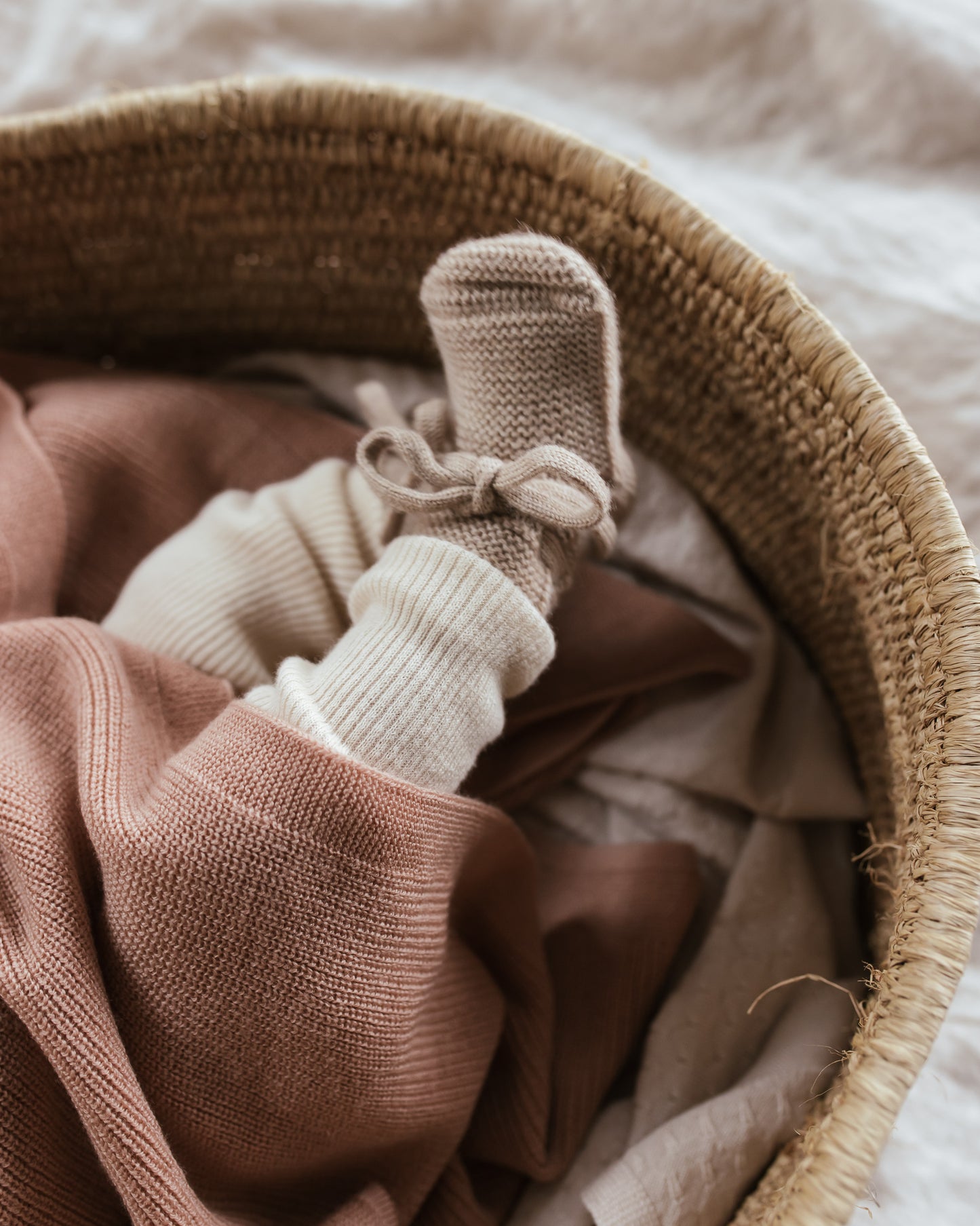 Knitted shoes 'Booties Sand' Merinowool