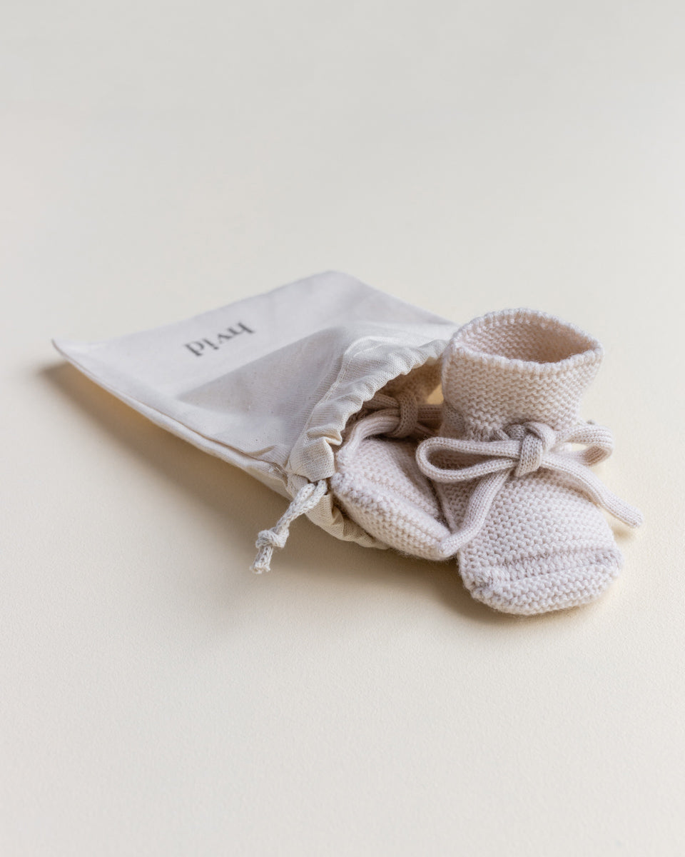 Strickschuhe 'Booties Off-White' Merinowool